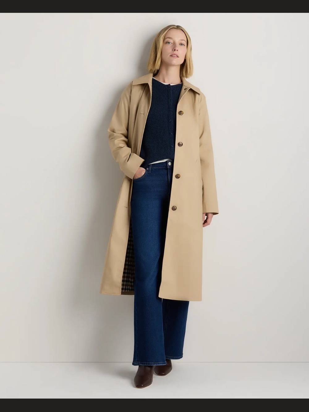 Quince comfort stretch mac coat size XL